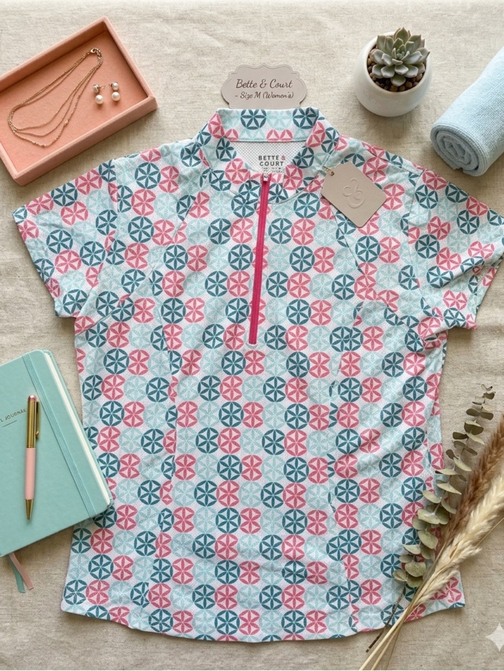 Bette & Court - Short-Sleeve Zip Polo Top - Picture 4 of 4